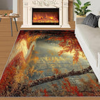 2x4 Autumn Forest Runner Rug for Hallway - Natural Landscape Kitchen Mat, Forest Path Kitchen Runner Rug Soft Non Slip Anti Fatigue for Laundry Room Indoor Hallways