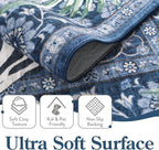 Moynesa Tiger Machine Washable Rug, 3x5 Entry Area Rug Non Slip Vintage Soft Rug for Living Room, Ultra Thin Boho Stain Resistant Kitchen Throw Mat for Entrance Bedside, Blue