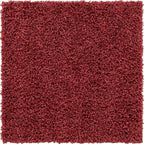 Unique Loom Davos Shag Collection Area Rug - Solid (3' 3" Square, Poppy)