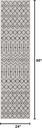 Unique Loom Outdoor Trellis Collection Area Rug - Tribal Trellis (2' x 8' Runner, Gray/ Black)