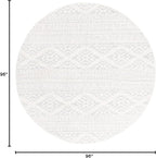 SAFAVIEH Tulum Collection Area Rug - 8' Round, Ivory & Light Grey, Moroccan Boho Tribal Design, Non-Shedding & Easy to Clean, Ideal for Living Room, Bedroom, Dining Space (TUL272G)