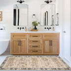 ReaLife Rugs Machine Washable Area Rug Runner - Living Room Bedroom Bathroom Kitchen Entryway - Padded Low Pile Stain Resistant Premium - Boho Farmhouse Vintage - BEV - Beige Tan Brown 2'6" x 6'
