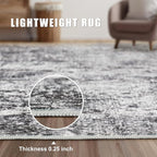 Area Rug Living Room Rugs - 10x11 Washable Large Soft Indoor Neutral Modern Abstract Low Pile Rug Carpet for Bedroom Dining Room Farmhouse Home Office - Grey