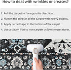 YJ.GWL Area Rugs for Living Room 9x12 Machine Washable Rugs, Non Slip Floral Vintage Rug Indoor Carpet, Stain Resistant Large Rug for Bedroom Dining Room, Black Grey Blue
