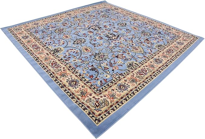 Unique Loom Sialk Hill Collection Area Rug - Washington (8' Square Light Blue/Navy Blue)