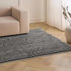 Chenille Absorbent Front Door Mat 60" x 36", Dog Door Mat for Muddy Paws, Trap Dirt Doormat, Mud Mat for Dogs, Washable Non Slip Outdoor Indoor Doormats for Entryway, Grey