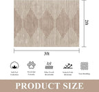 HelloTree 2x3 Entryway Rug, Indoor Small Machine Washable Area Rug Non Slip Backing Home Decor Floor Decoration Mat Boho Rugs for Entrance Kids Room Bedside Bedroom Carpet-Pink&Khaki