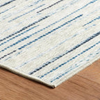 Dash & Albert Elwood Blue Machine Washable Rug, 2 X 3 Feet, Blue Stripe Pattern - Premium Luxury Hotel Quality Soft Breathable Hypoallergenic Machine Washable Easy Care All Season Comfortable