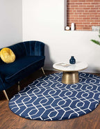 Unique Loom Glam Collection Area Rug - Trellis (7' 10' x 10' Oval, Navy Blue Silver/ Silver)