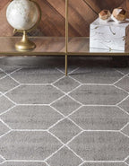Unique Loom Trellis Frieze Collection Area Rug - Geometric (6' 1" x 9' Rectangle Dark Gray/Ivory)
