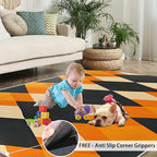 5x8 Geometric Kids Rug - Diamond Shape Pattern Dining Room Rug, Modern Minimalism Area Rugs Indoor Modern Rugs for Bedroom Hardwood Floors Teen Room