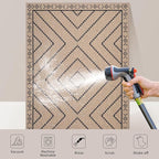 Tangsoo Easy Jute Rug 6x9 Washable Area Rugs for Living Room,Non Slip Ultra Thin Indoor Outdoor Carpet,Geometric Office Mat for Backyard Dining Room Patio Bedromm
