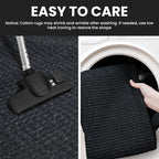 IOHOUZE Washable Runner Rug 3x12 Non Slip Rubber Backed Extra Long Hallway Runner Entryway Runner Indoor, Kitchen Rugs Woven Cotton Floor Carpet for Hall Entrance Stair, Black/Grey