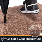 PURRUGS Dirt Trapping Door Mat 24" x 59", Non-Slip Machine Washable Entry Rug, Shoe Scraper, Dog Doormat, Super Absorbent Welcome Mat for Front & Back Door, Muddy Shoes & Paws, Brown-Light Cream