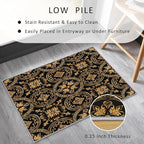 Black Gold Baroque Rug, Washable 6x9 Rug for Living Room, Floral Geometric Patterned Indoor Carpet, Black Gold Baroque Decor for Home, Bedroom, Soft Non Slip Thin Design FER71