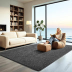 HQAYW 4x6 Area Rugs for Living Room Bedroom, Modern Thickened Memory Foam Soft Rug, Indoor Low Pile Minimalist Washable Non Slip Carpets for Kids Girls Boys Nursery Dorm Home Decor, Dark Grey
