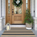 KOZYFLY Striped Front Door Mat 27.5x43 Inches Brown and Black Front Door Rug Cotton Washable Indoor Outdoor Rug Doormats Outdoor Small Striped Area Rugs for Kitchen Entryway Front Porch