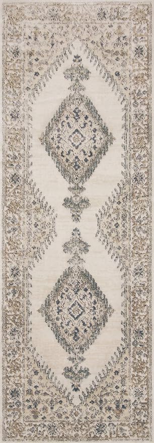 Loloi Teagan Collection TEA-02 Oatmeal/Ivory 2'-8" x 13' Runner Rug, Large, Soft Neutral Rug, High-Traffic for Living Room, Bedroom, Home Office, Dining Area