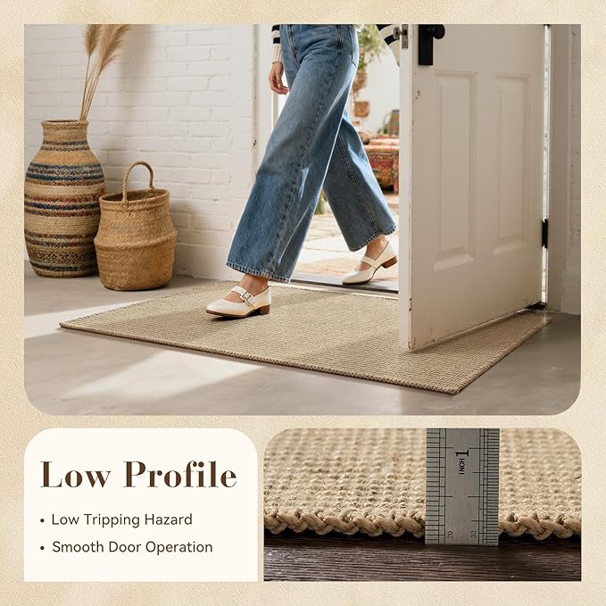 Jute Front Door Mat Indoor Entrance Indoor Door Mat Rugs for Entryway Entry Entrance Mats Foyer Rugs Doormat Inside Welcome Mats Boho 2x4 ft Long Runner