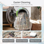 Enkor Area Soft Rugs 4x6 Washable Non Slip Boho Floor Rugs for Living Room Bedroom, Vintage Style Farmhouse Mat for Kitchen Entryway Beige & Red