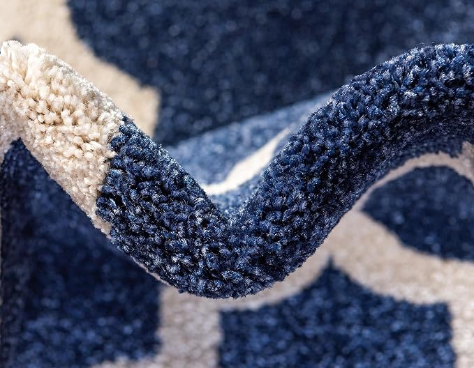 Rugs.com Lattice Collection Rug – 3' x 5' Dark Blue Medium Rug Perfect for Entryways, Kitchens, Breakfast Nooks, Accent Pieces