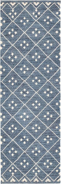 Dash & Albert Kota Indigo Handwoven Wool Rug, 2.5 X 8 Feet, Blue Geometric Pattern
