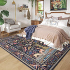 Rugcomf Area Rugs 5x7 Vibrant Tree of Life-Patterned Vintage Washable Area Rug Non Slip Low Pile Large Rugs for Living Room Bedroom Farmhouse Dining Room Kids Playroom, Blue