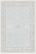 RUGGABLE Washable Vintage Area Rug – Verena Soft Blue 4x6, Stain-Resistant, Non-Slip – Medium Machine Washable Rugs for Living Room, Bedroom, Hallway, Entryway & Office–with Cushioned Pad