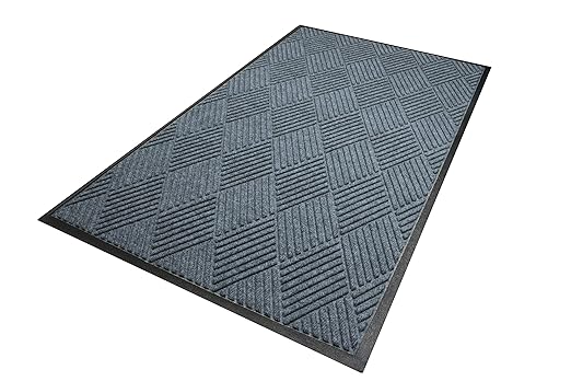 WaterHog Diamond | Commercial-Grade Entrance Mat with Rubber Border – Indoor/Outdoor, Quick Drying, Stain Resistant Door Mat (Bluestone, 3' x 10')
