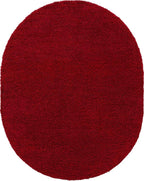 Unique Loom Solid Shag Collection Area Rug (7' 10" x 10' Oval, Cherry Red)