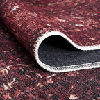 Bloom Rugs Washable Non-Slip 6' x 9' Rug - Dark Red Traditional Bordered Area Rug for Living Room, Bedroom, Dining Room, and Kitchen - Exact Size: 6' x 9'