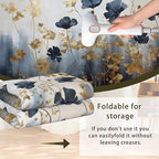 Blue Gray Flower Area Rug for Living Room, Non-Slip Backing Low Pile Modern Abstract Rug for Indoor Use, 3x5 Washable Carpet