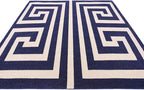 Unique Loom Athens Collection Classic Geometric Modern Border Design Area Rug (8' 0 x 8' 0 Square, Navy Blue/ Beige)