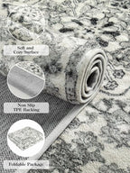 Lahome Round Rug 5'3"Ft, Soft Rugs for Living Room Machine Washable Rugs for Bedroom, Bohemian Medallion Non-Slip Non-Shedding Print Indoor Carpet for Entryway Bathroom Coffee Table, Beige