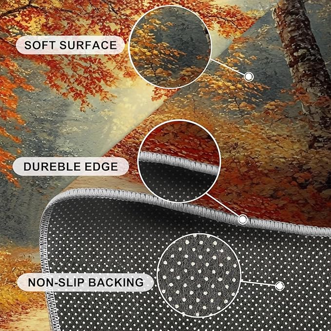 5x6 Autumn Forest Rugs for Office - Natural Landscape Living Room Carpet, Forest Path Bedroom Area Rug Kids Low Pile Rug for Indoor Outdoor Hardwood Floors Home Decor
