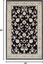 Superior Elegant Kingfield Collection Area Rug, 8mm Pile Height with Jute Backing, Classic Bordered Rug Design, Anti-Static, Water-Repellent Rugs, 5' x 8', Black