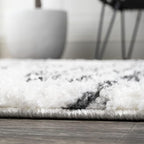 JONATHAN Y Elm Diamond Stripe Shag White/Gray Runner Rug, 2x10, Geometric, Bohemian, Contemporary, Easy-Cleaning for Living Room, Bedroom, Kitchen, Pet Friendly, Non-Shedding (MOH408A-210)