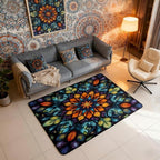Vintage Mandala 5x7 Area Rug Bohemian Style Watercolor Flower Living Room Rug | Boho Floral Rugs for Bedroom, Antique Decor Victorian Damask Carpet Indoor Floor Mat