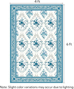 SOULFUL Medium Pile 4x6 Rugs for Living Room - Soft Underfoot Area Rug - Blue Boho Floral - Washable Non-Slip - Perfect for Bedroom Kids Room Under Dining Table Office