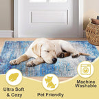 COMSLE Door Mat Soft Absorbent Indoor Front Entryway Rug Machine Washable Entrance Mats for Muddy Paws Non Slip Throw Rugs 20" x 32" Doormat for Inside Foyer Bedroom - Blue