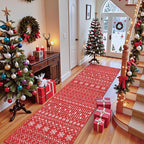 Lahome Christmas Runner Rug 2x8 for Hallway Red Non Slip Washable Runners for Kitchen Low Pile Carpet Moroccan Snowflake Throw Rug for Kitchen Entryway Laundry Narrow Space Xmas Holiday Decor
