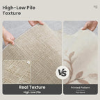 Valenrug Washable Rugs 8x10 - Stain Resistant 8x10 Area Rugs for Living Room, Non Slip High-Low Pile Textured Area Rugs for Bedroom, Folable Machine Washable Area Rug (8'x10', Beige)