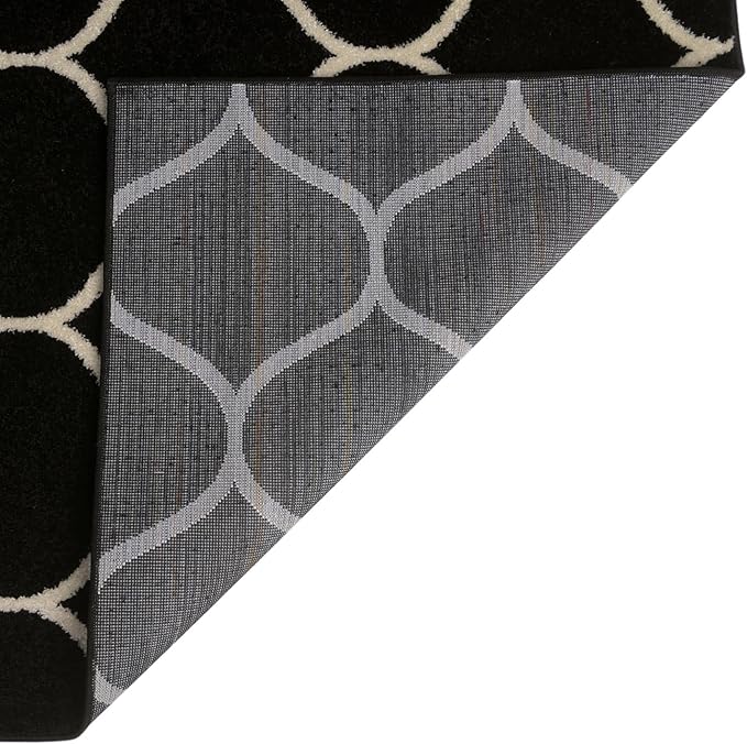 Rugs.com Lattice Frieze Collection Rug – 2' x 3' Black Medium Rug Perfect for Living Rooms, Large Dining Rooms, Open Floorplans