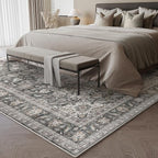5x7 Washable Vintage Area Rug Black Grey Living Room Bedroom Carpet Non-Slip Soft Low Pile Distressed Indoor Throw Rug for Dining Room Entryway Office