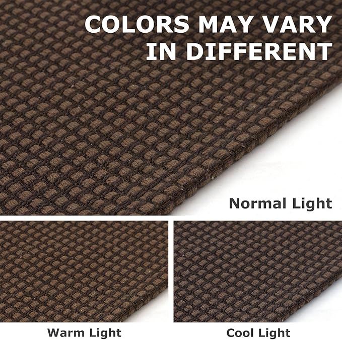 IOHOUZE Washable Runner Rug 3x12 Non Slip Rubber Backed Extra Long Hallway Runner Entryway Runner Indoor, Kitchen Rugs Woven Cotton Floor Carpet for Hall Entrance Stair, Brown