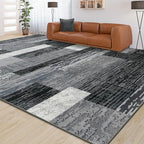 Large Area Rugs,Modern Geometric Patchwork Floor Decor for Bedroom Aesthetic Carpet, Rockwood Collection, Indoor Rugs for Living Room, Dining Room, Nursery, Office, Machine Washable Rug,9x12 Ft Grey