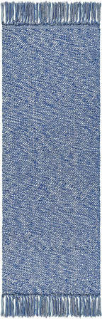 Collive Hallway Runner Rug, 2' x 6' Hand-Woven Reversible Washable Entryway Rug, Blue Cotton Modern Farmhouse Laundry Room Rug Long Carpet for Bathroom Sink Foyer Bedroom