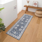 VK VK·LIVING Machine Washable Rug 2'x6' Vintage Design Washable Runner Area Rugs with Non Slip Rugs for Living Room Bedroom Traditional Woven Carpet Stain Resistant Dining Office Boho Rug, (Navy)