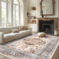 VK VK·LIVING Machine Washable Rug 5'x7' Vintage Design Washable Area Rugs with Non Slip Rugs for Living Room Bedroom Traditional Woven Carpet Stain Resistant, Dining Office Boho Rug (Bright)