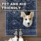 KILOCOCO Boho Entryway Rug 2x3 Printed Small Area Rug Indoor Door Mat Machine Washable Kitchen Rugs Super Soft Non Slip Throw Rugs for Bedroom Entrance Geometric Laundry Room, Dark Blue